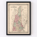 Vintage Map of New Hampshire 1861