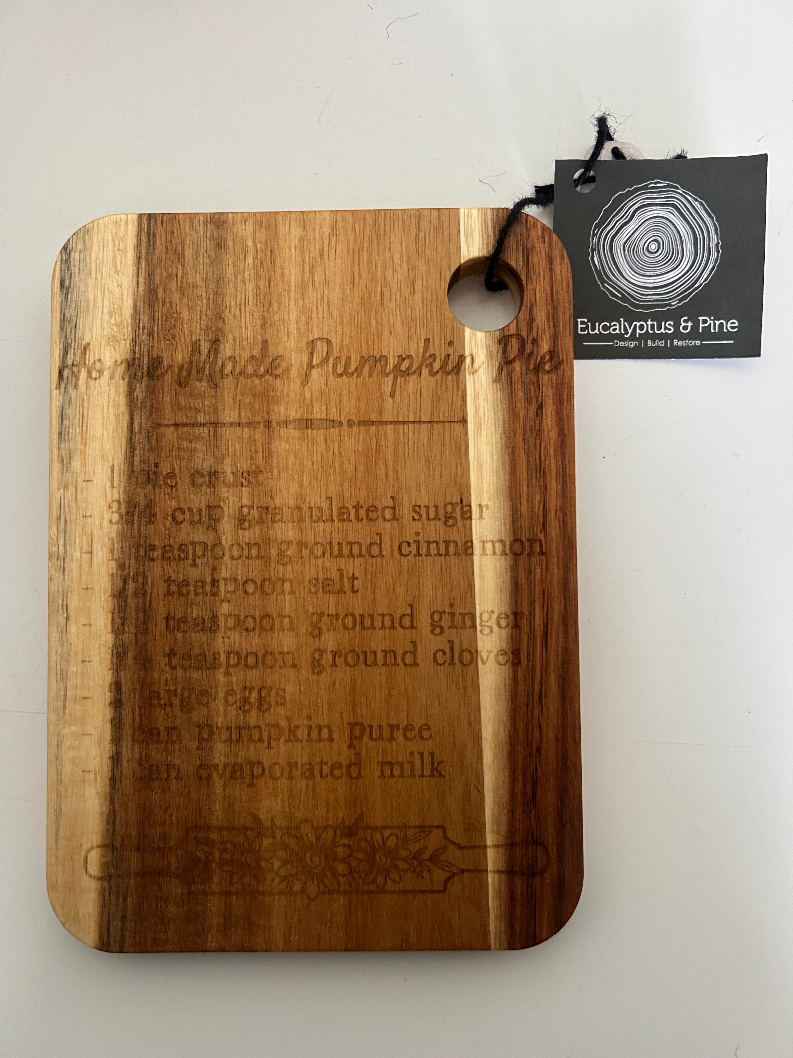 Pumpkin Pie Recipe Cutting Board