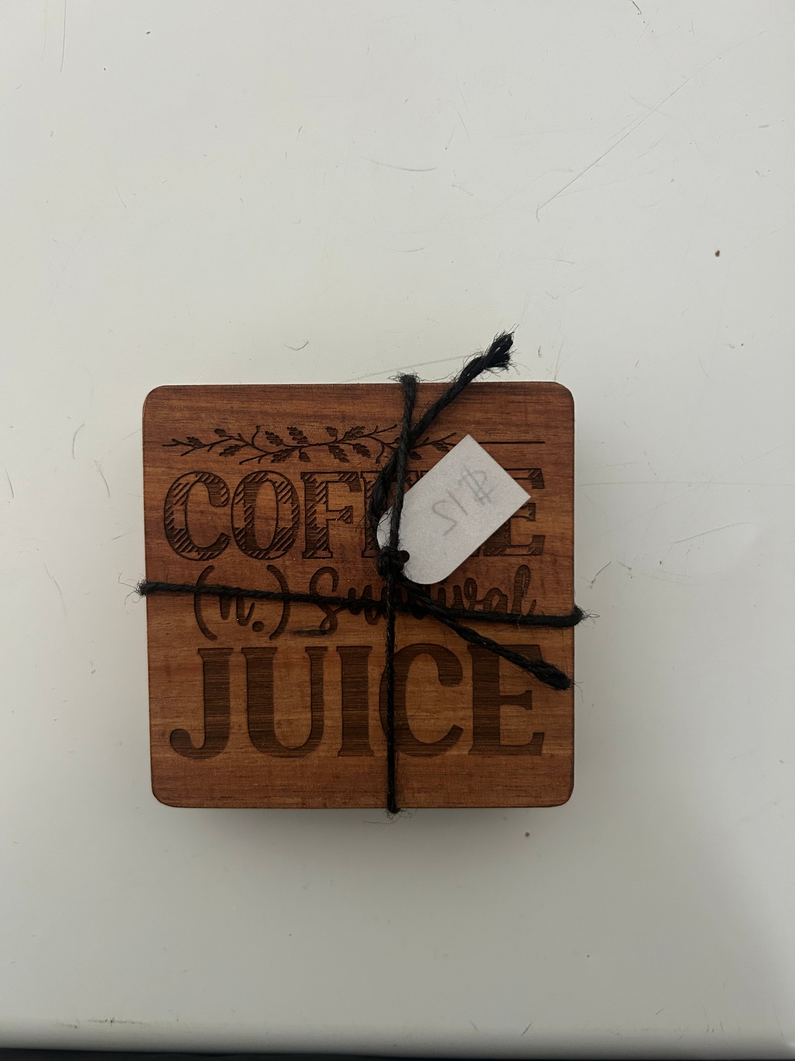 Coffee (n.) Survival Juice Wood Coaster Set