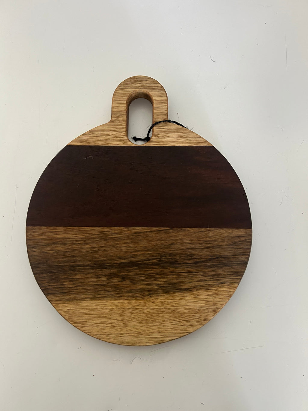 Round Striped Wood Cutting Board with Handle
